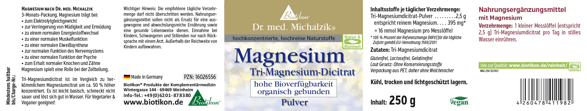 Magnesium - Tri-Magnesium-Dicitrat (Pulver)