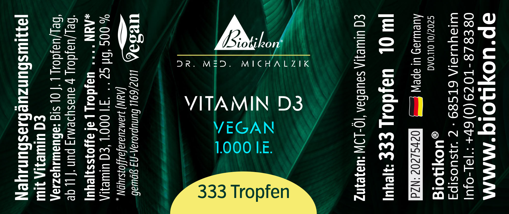 Vitamin-D3 1000IE vegan Etikett Vitamin-D3 1000IE vegan Etikett