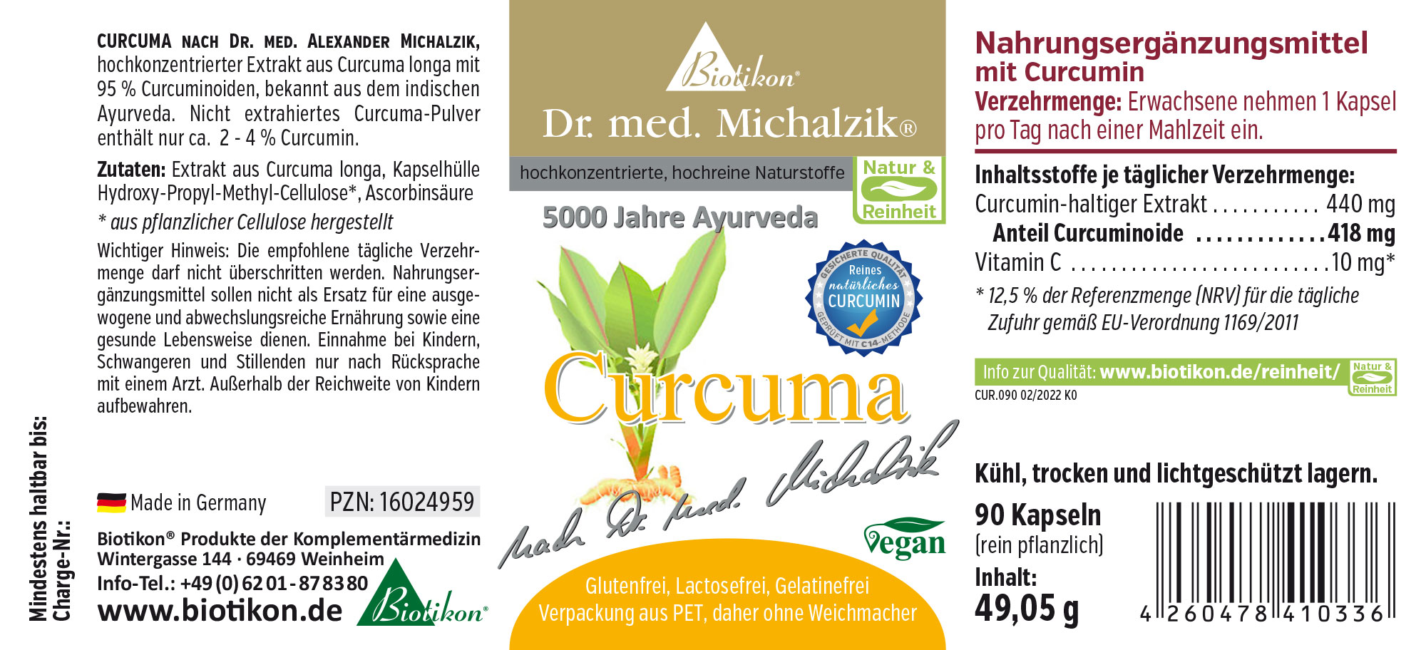 Curcuma 90 Kapseln Etikett
