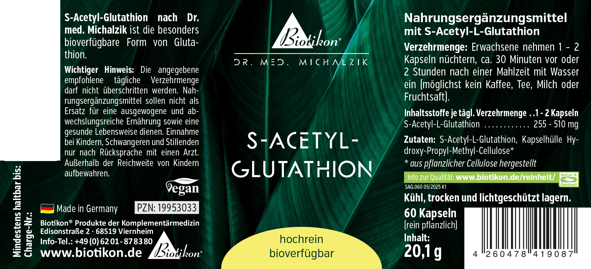 S-Acetyl-Glutathion Etikett