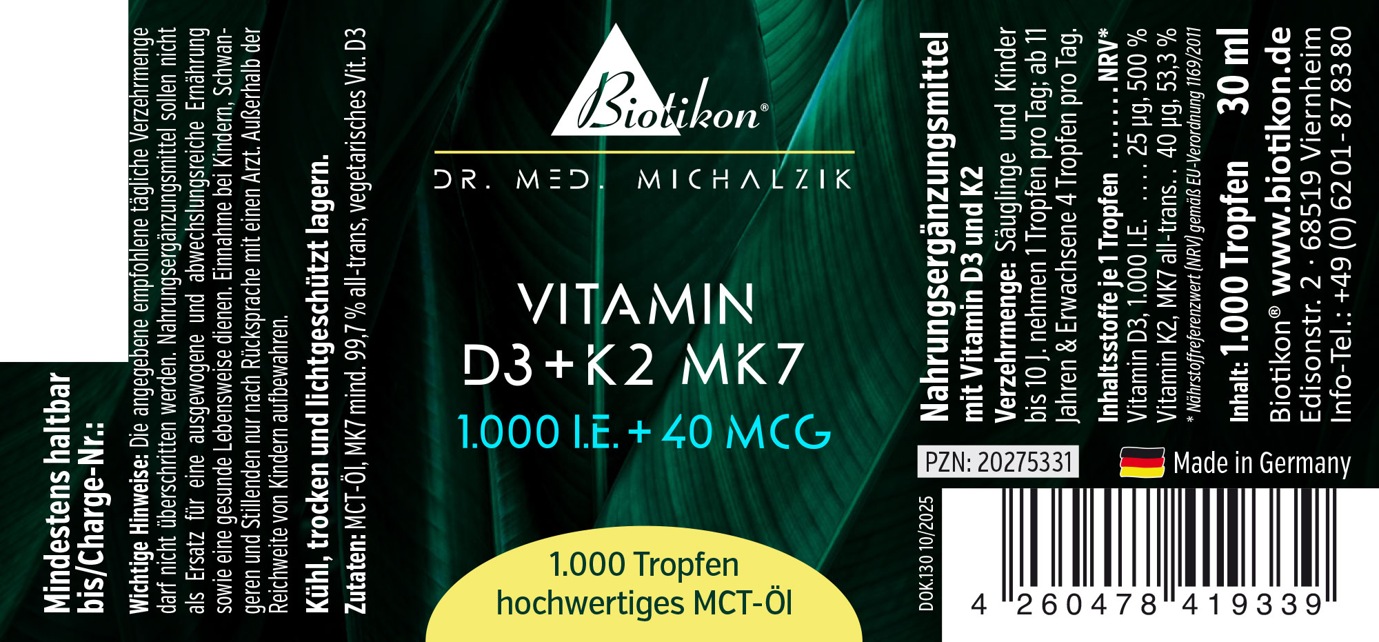 Vitamin-D3 K2-1000IE 40mcg konventionell Etikett Vitamin-D3 K2-1000IE 40mcg konventionell Etikett