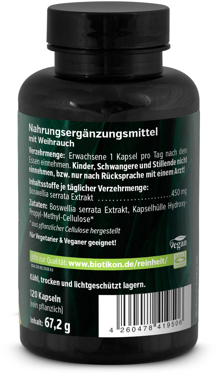 Weihrauch 450 mg Boswellia serrata Dose Rückseite