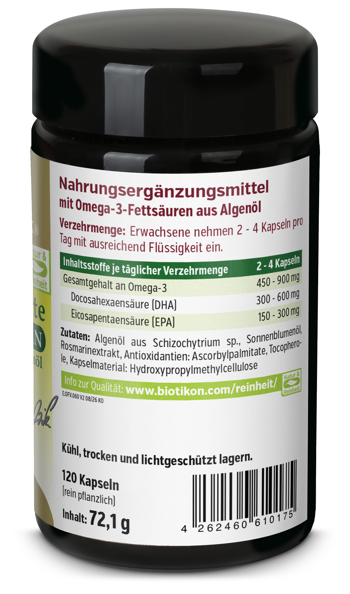 Omega-3 forte vegan - 60 Kapseln, Violettglas UGC