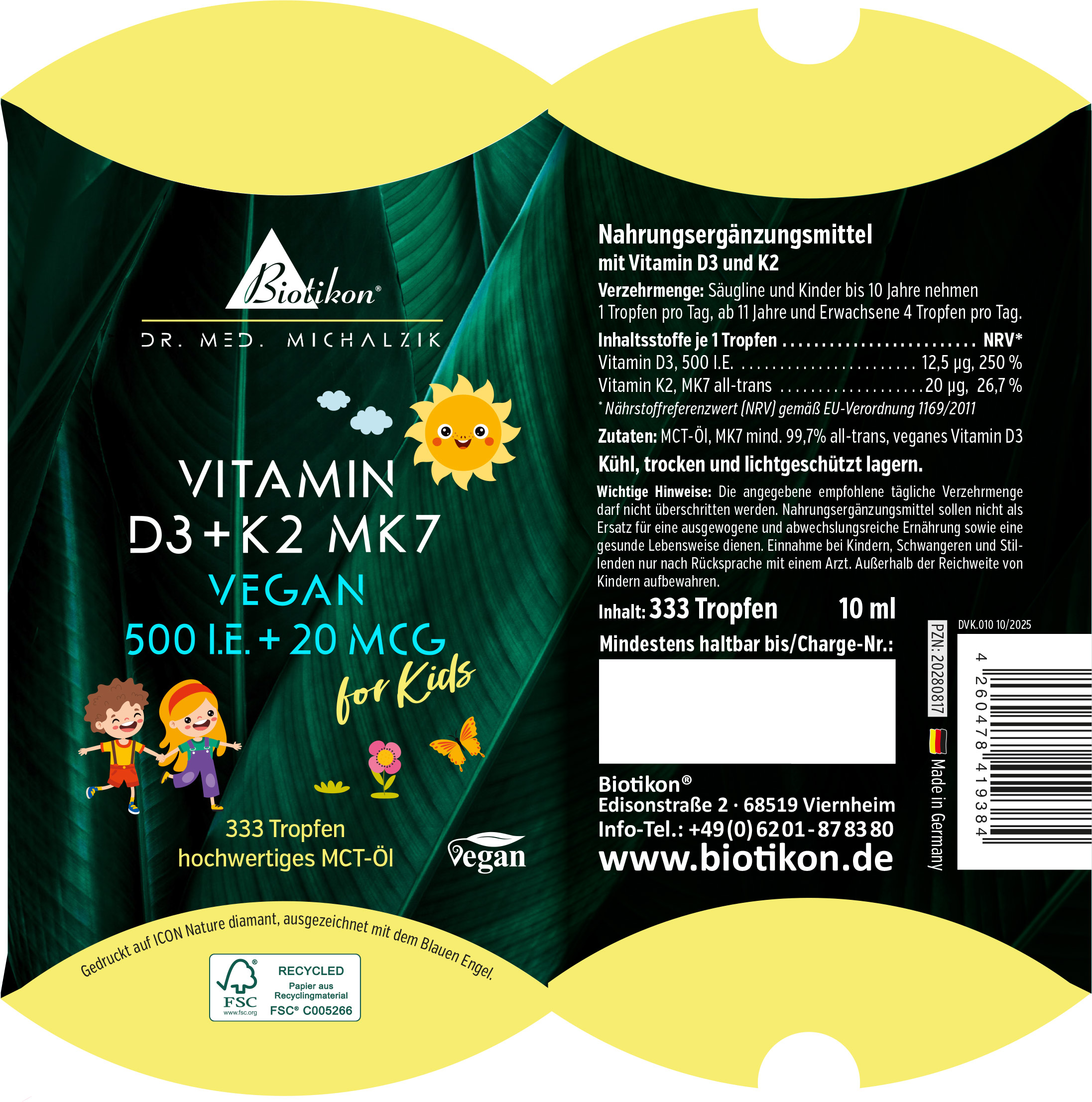 Vitamin-D3 + K2 500IE 20mcg vegan Kissenschachtel Vitamin-D3 + K2 500IE 20mcg vegan Kissenschachtel
