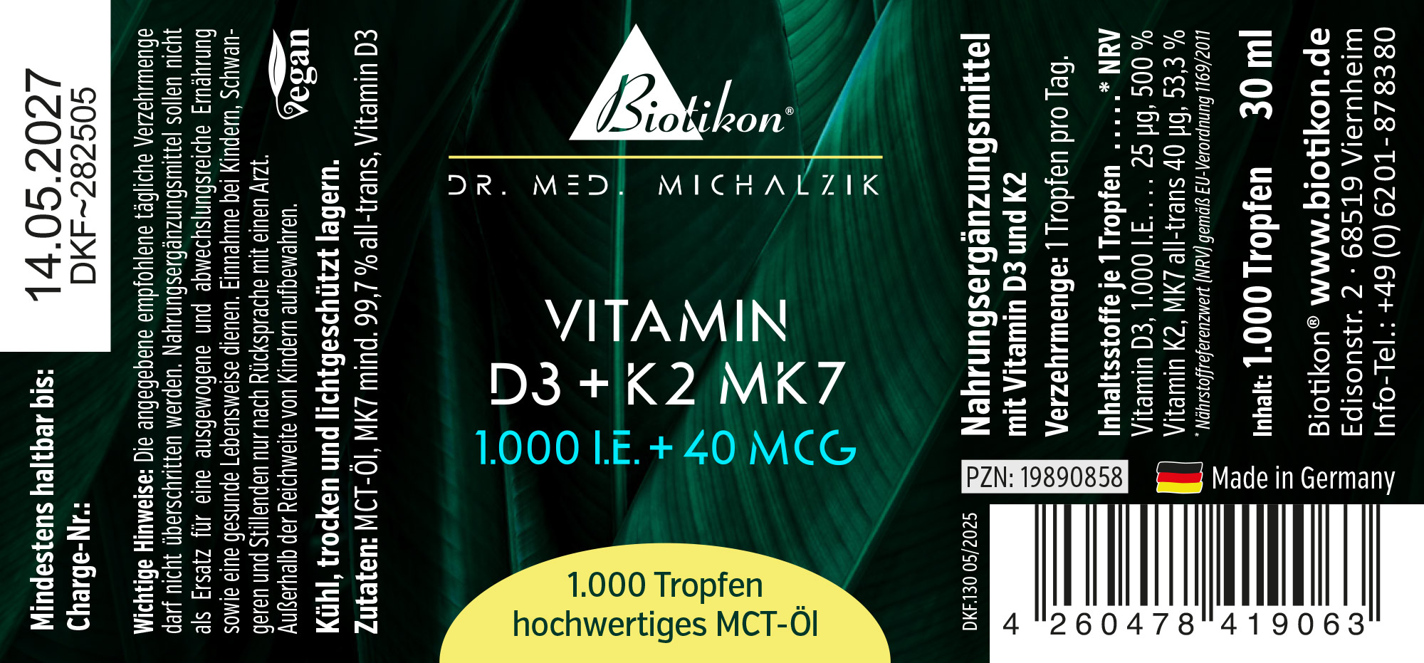 Vitamin D3 + K2 MK7, 1.000 I.E. + 40 MCG (30 ml)