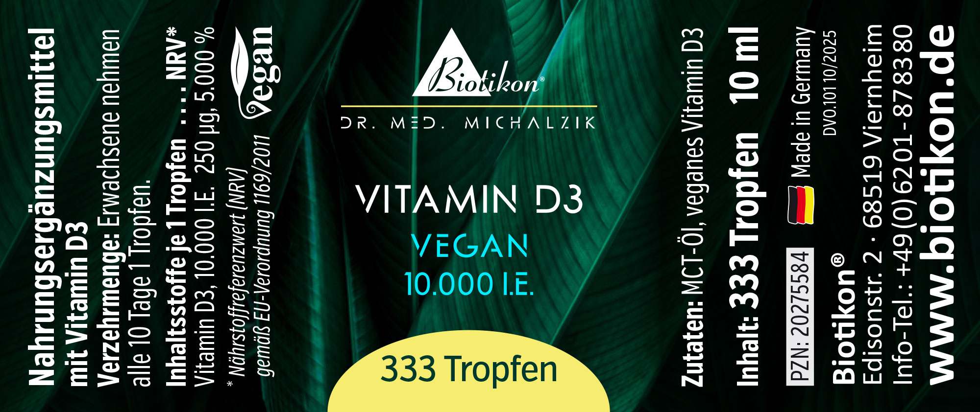 Vitamin-D3 10000IE vegan Etikett Vitamin-D3 10000IE vegan Etikett