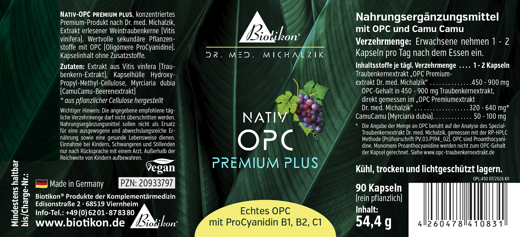 Nativ-OPC 240 mg Kapseln, 72 Stück, rot-violette Verpackung, Vorderansicht