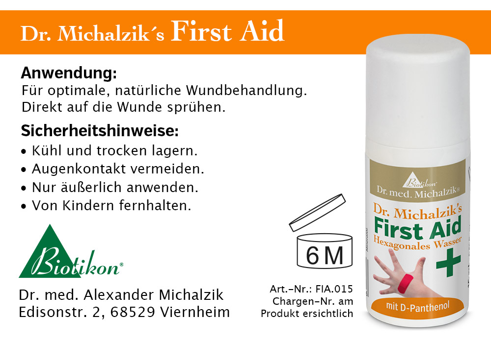 Erste-Hilfe Spray mit D-Panthenol, 100 ml Flasche, weiß, Frontansicht.
