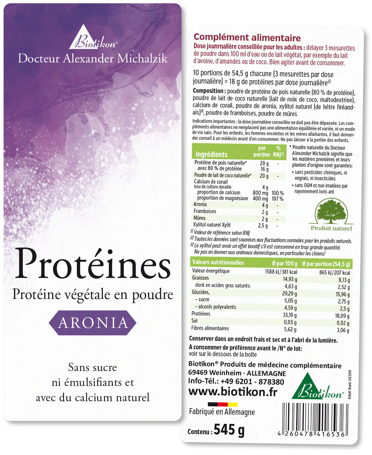 Protéines - en lot de 3, 2x Aronia + Cacao