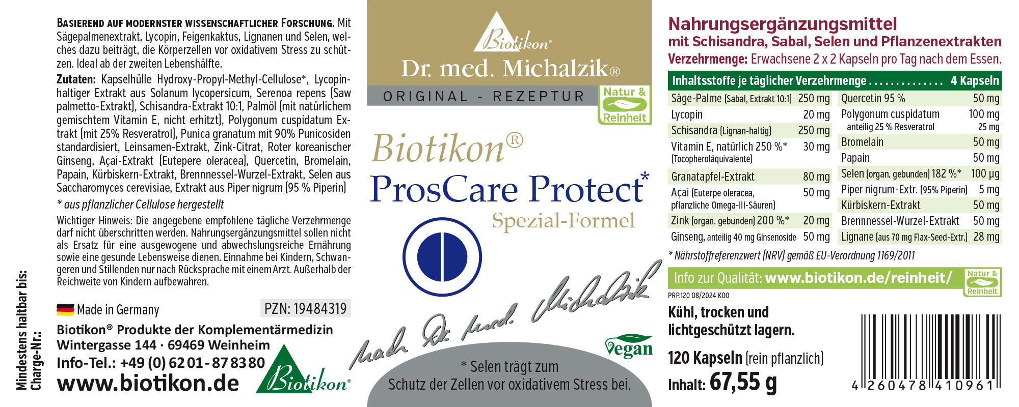 ProCare Protect 120 Kapseln – Nahrungsergänzungsmittel 120 Kapseln für antioxidativen Schutz, Spezial-Formel, vegan, in einer gelben Verpackung.