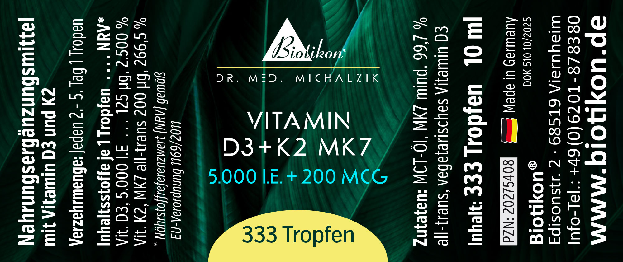 Vitamin-D3 K2-5000IE konventionell Etikett Vitamin-D3 K2-5000IE konventionell Etikett