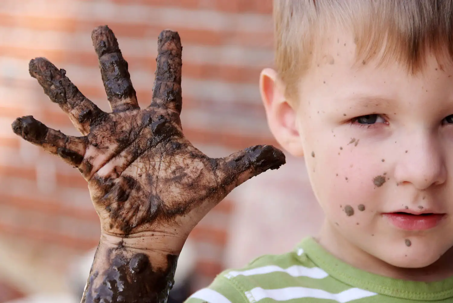 Immune system - child shows dirty hand