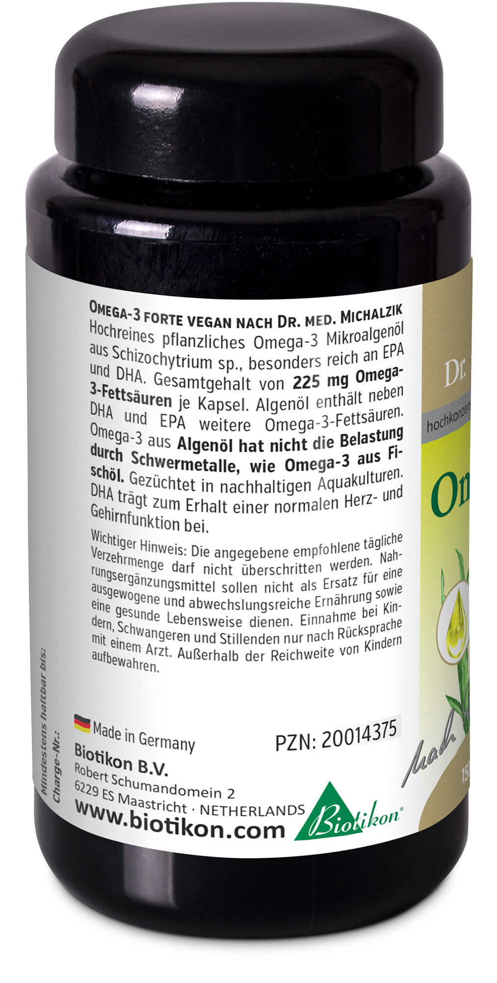 Omega-3 forte vegan - 60 Kapseln, Violettglas