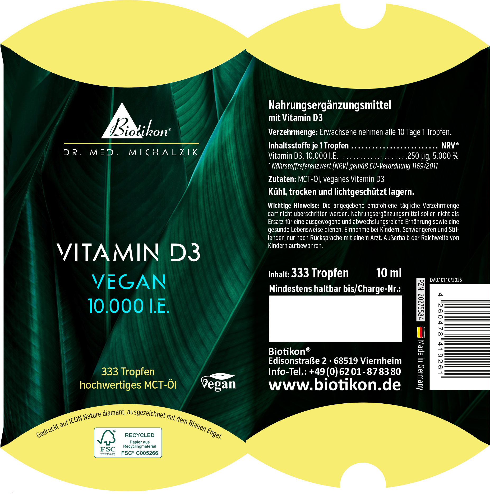 Vitamin-D3 10.000IE vegan Kissenschachtel Vitamin-D3 10.000IE vegan Kissenschachtel