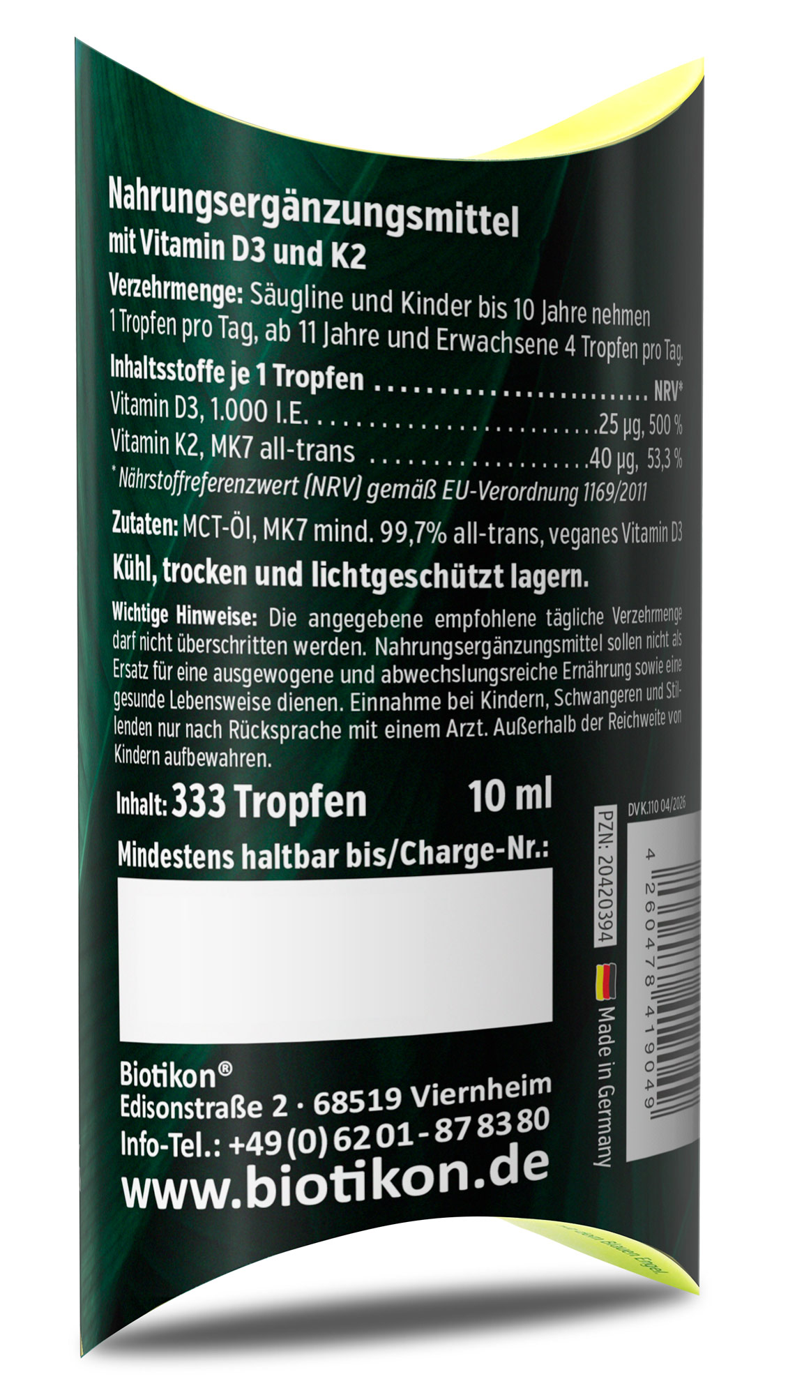 Vitamin D3 + K2 MK7 1.000 I.E. + 40 MCG Tropfen vegan (10 ml)