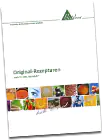 Biotikon-Katalogtitel Icon Broschüre mit Rezepturen, Farbige Bilder von Zutaten, Format A4, Vorderansicht.