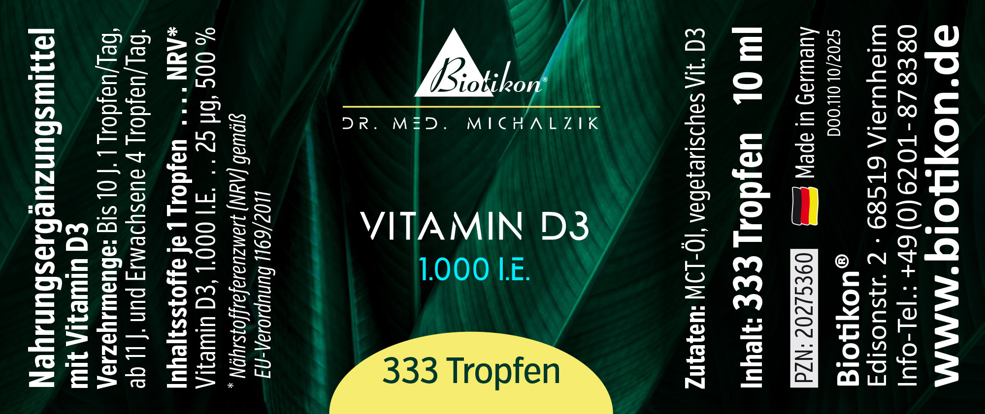 Vitamin-D3 1000IE konventionell Etikett Vitamin-D3 1000IE konventionell Etikett