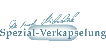 Spezial-Verkapselung Icon Logo der Spezial-Verkapselung in blauer Schrift auf hellblauem Hintergrund.
