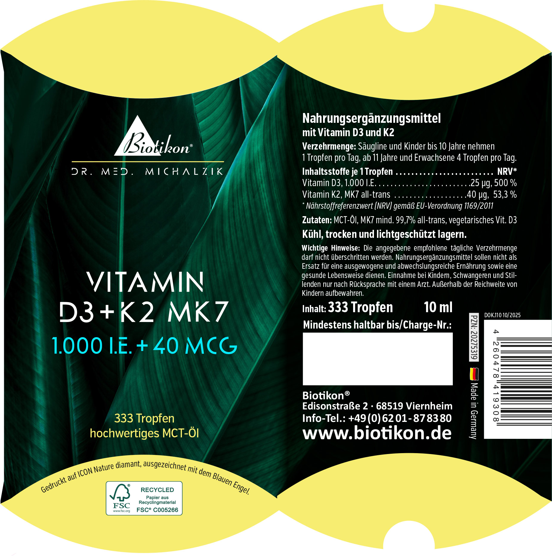 Vitamin-D3 + K2 1.000IE 40mcg konventionell Kissenschachtel Vitamin-D3 + K2 1.000IE 40mcg konventionell Kissenschachtel