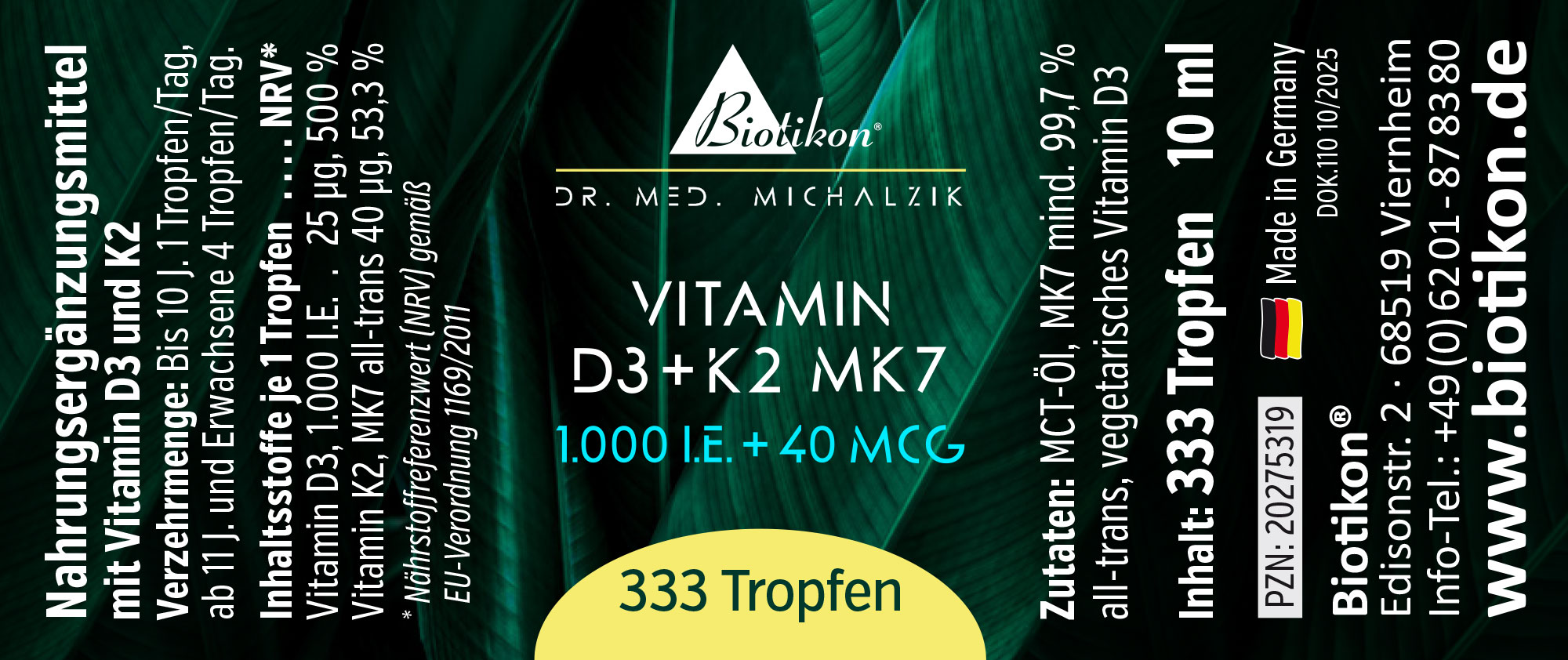 Vitamin-D3 K2-1000IE konventionell Etikett Vitamin-D3 K2-1000IE konventionell Etikett