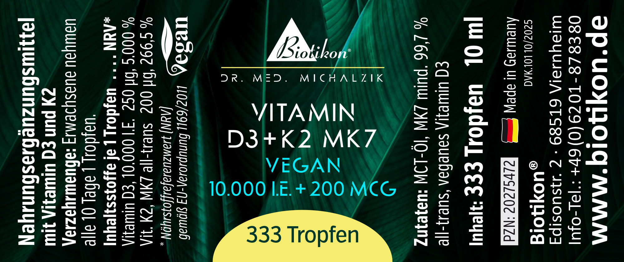 Vitamin-D3 K2-10000IE vegan Etikett Vitamin-D3 K2-10000IE vegan Etikett