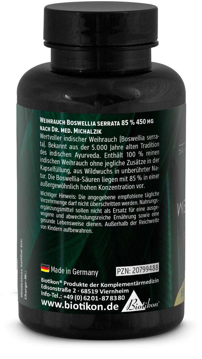 Weihrauch 450 mg Boswellia serrata Dose Rückseite