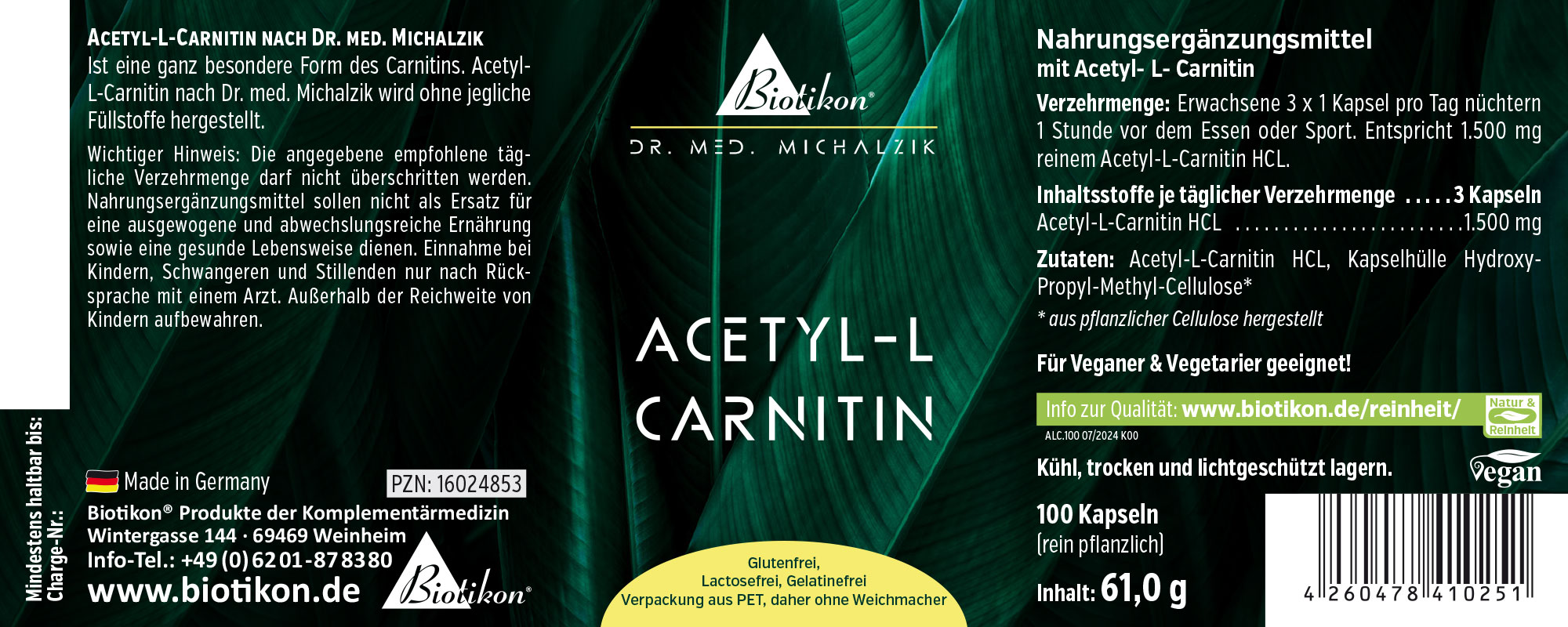 Acetyl-L-Carnitin nach Dr. med. Michalzik, 100 Kapseln, Nahrungsergnzungsmittel mit dem Wirkstoff Acetyl-L-Carnitin 1500mg. kaufen Acetyl-L-Carnitin nach Dr. med. Michalzik, 100 Kapseln, Nahrungsergnzungsmittel mit dem Wirkstoff Acetyl-L-Carnitin 1500mg. kaufen