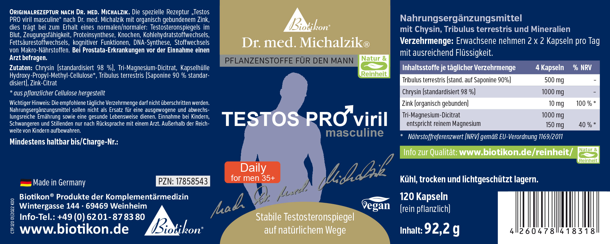 Testos PRO viril masculine by Dr. med. Michalzik