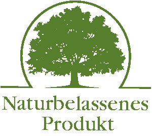 Naturbelassenes Produkt – Logo Logo eines naturbelassenen Produkts mit grünem Baum und Text