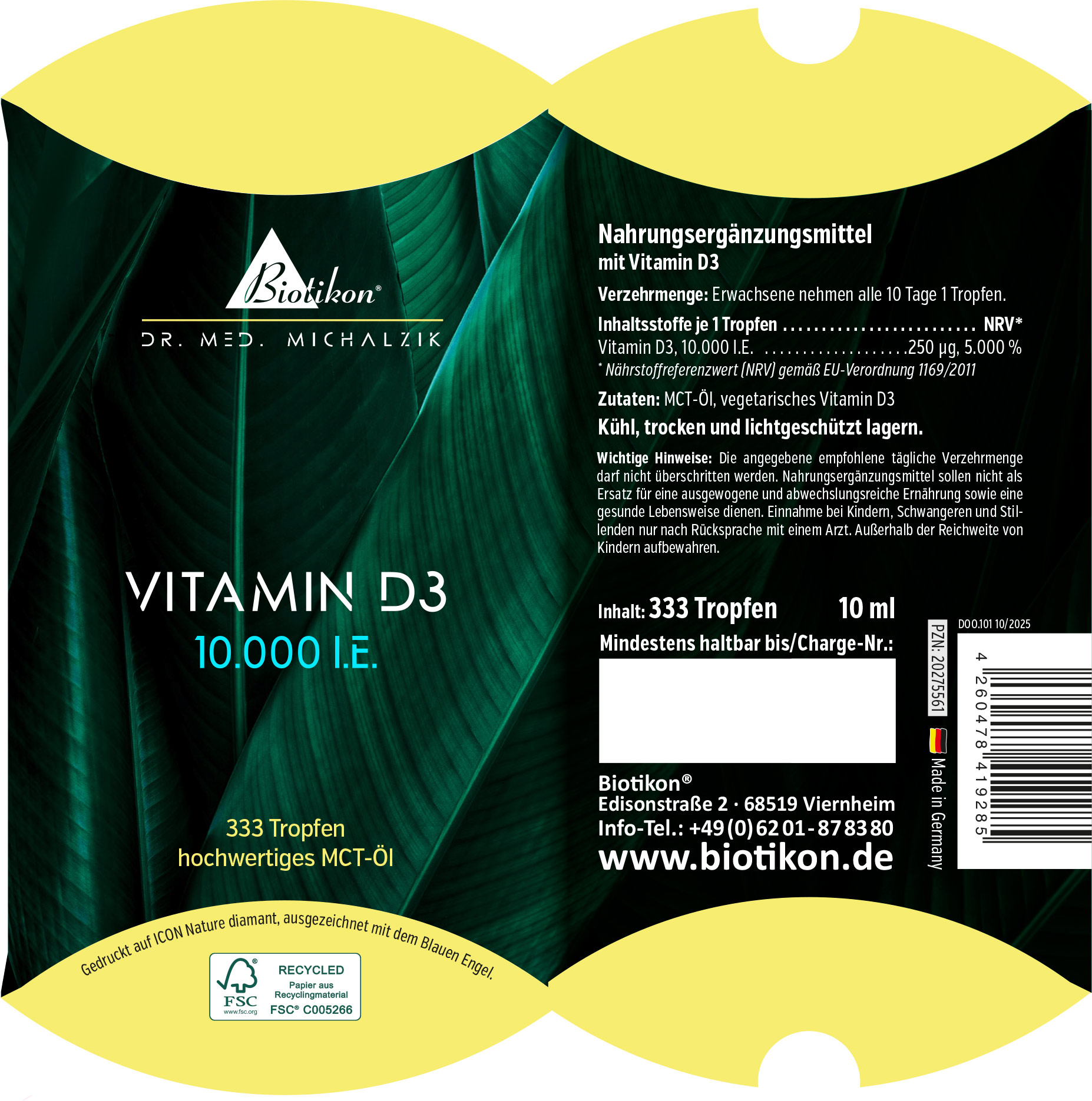Vitamin-D3 10.000IE konventionell Kissenschachtel Vitamin-D3 10.000IE konventionell Kissenschachtel