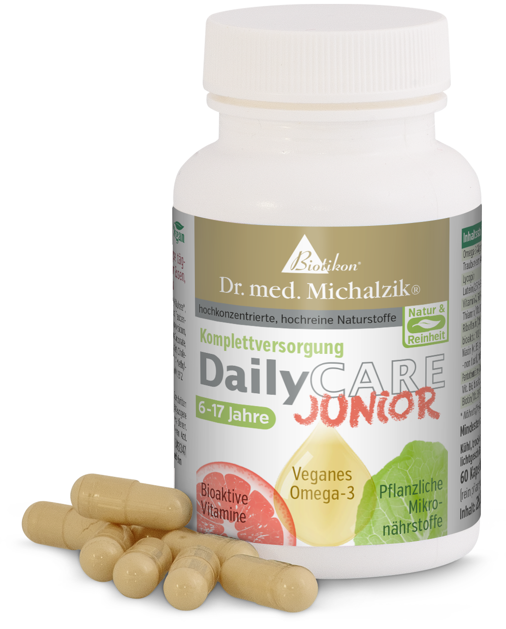 DailyCare Junior - Vitamines bioactives, végétaliens oméga-3 + oligoéléments et substances végétales de haute qualité