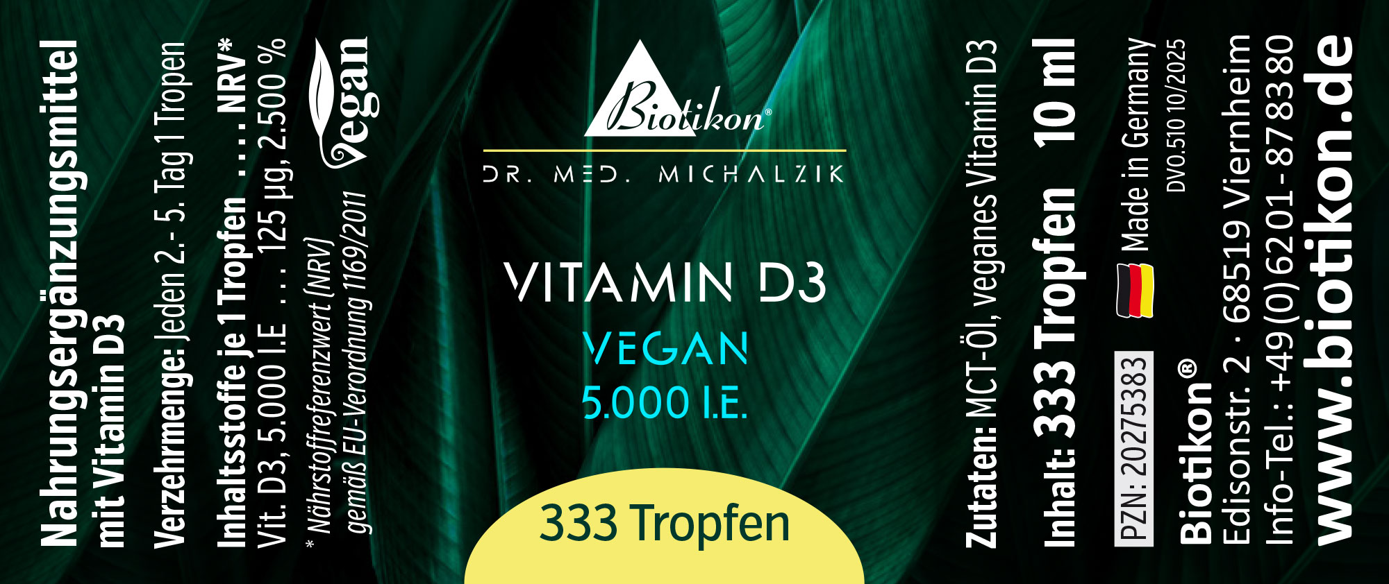 Vitamin-D3 5000IE vegan Etikett Vitamin-D3 5000IE vegan Etikett