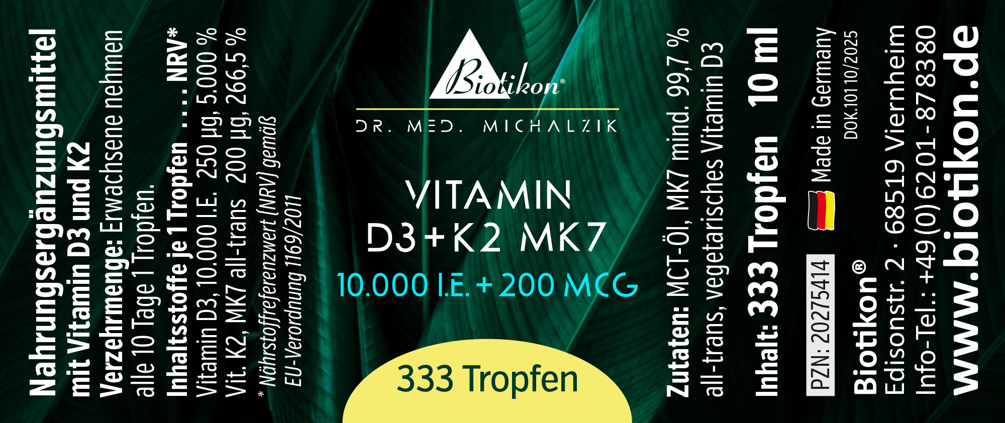 Vitamin-D3 K2-10000IE konventionell Etikett Vitamin-D3 K2-10000IE konventionell Etikett