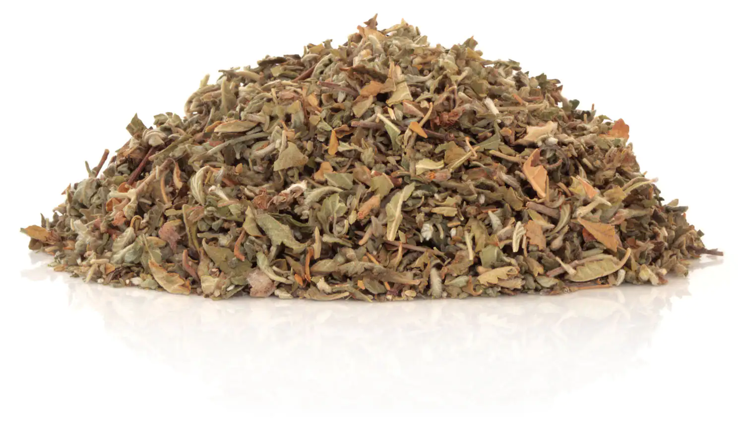 Damiana Blätter Lose Kräutermischung mit verschiedenen getrockneten Blättern, 100 g, grün-braun.