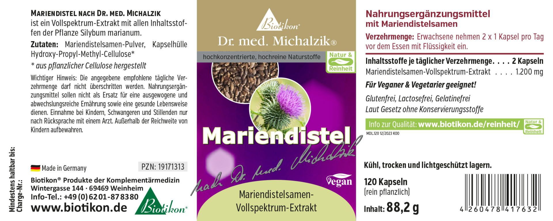Mariendistel nach Dr. med. Michalzik, 120 Kapseln ...